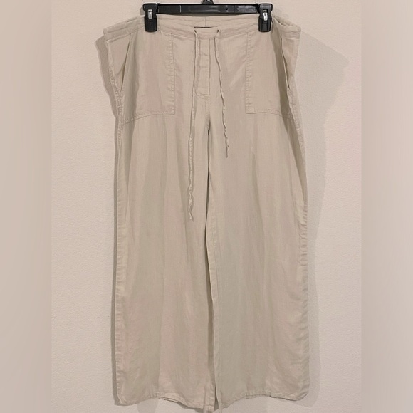 Venus Women Linen Pants Large Tan Khaki Coastal Grandma Preppy  Contemporary - Picture 4 of 14